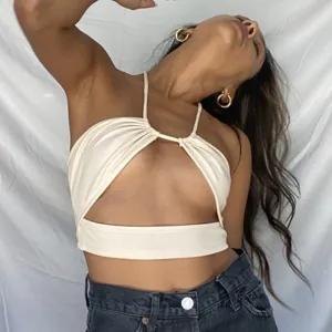 Erin Cream Ribbed Cut Out Top