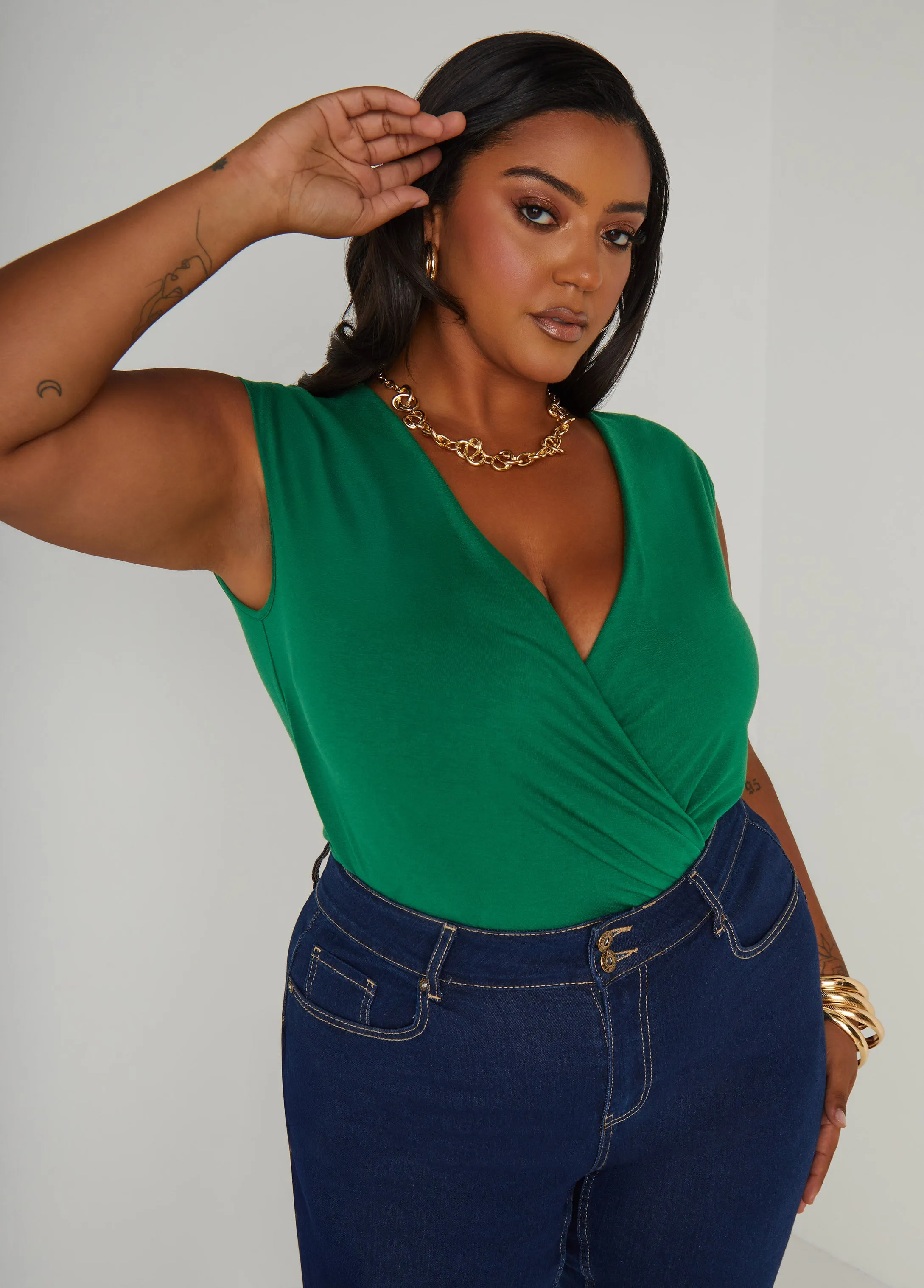 Faux Wrap Jersey Top