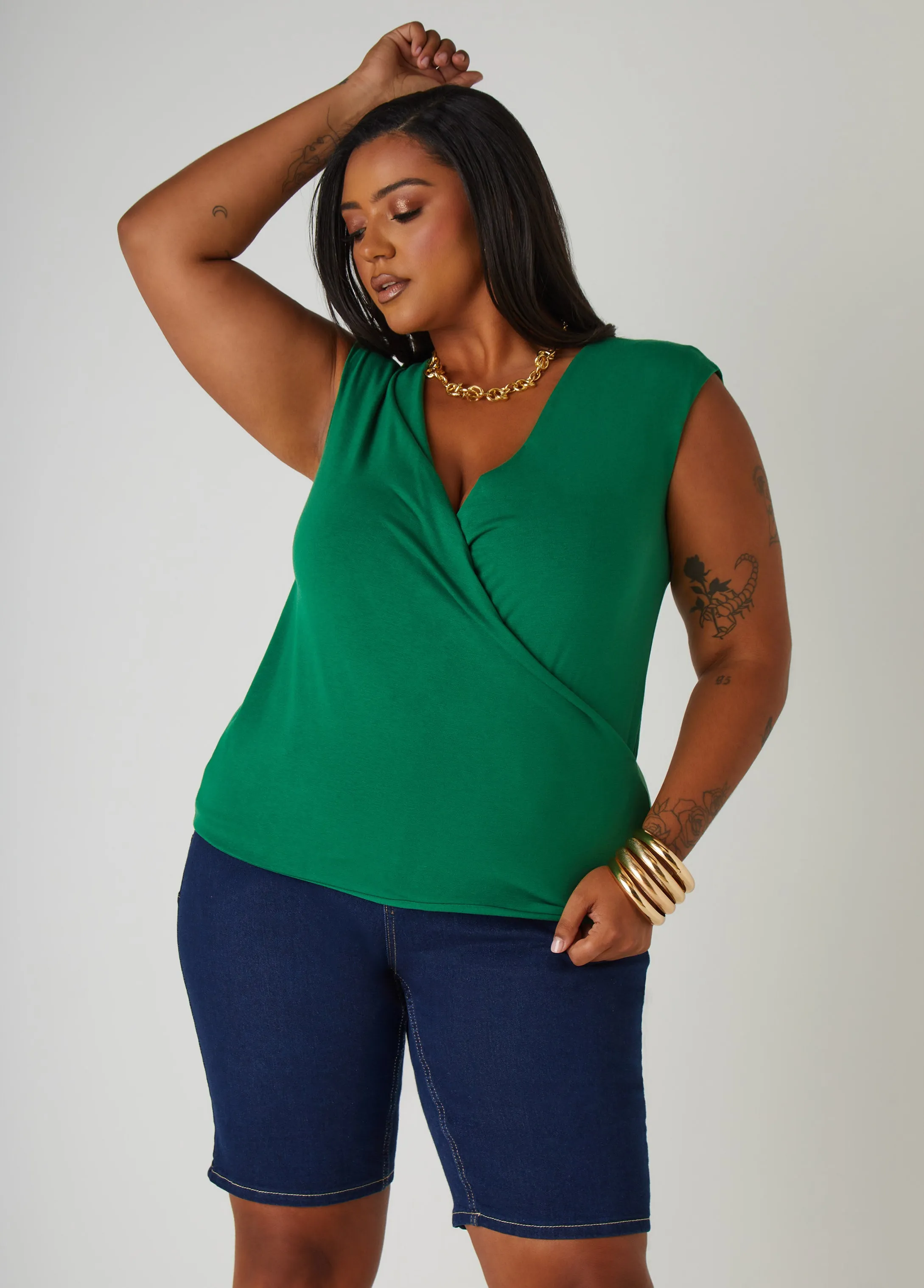 Faux Wrap Jersey Top