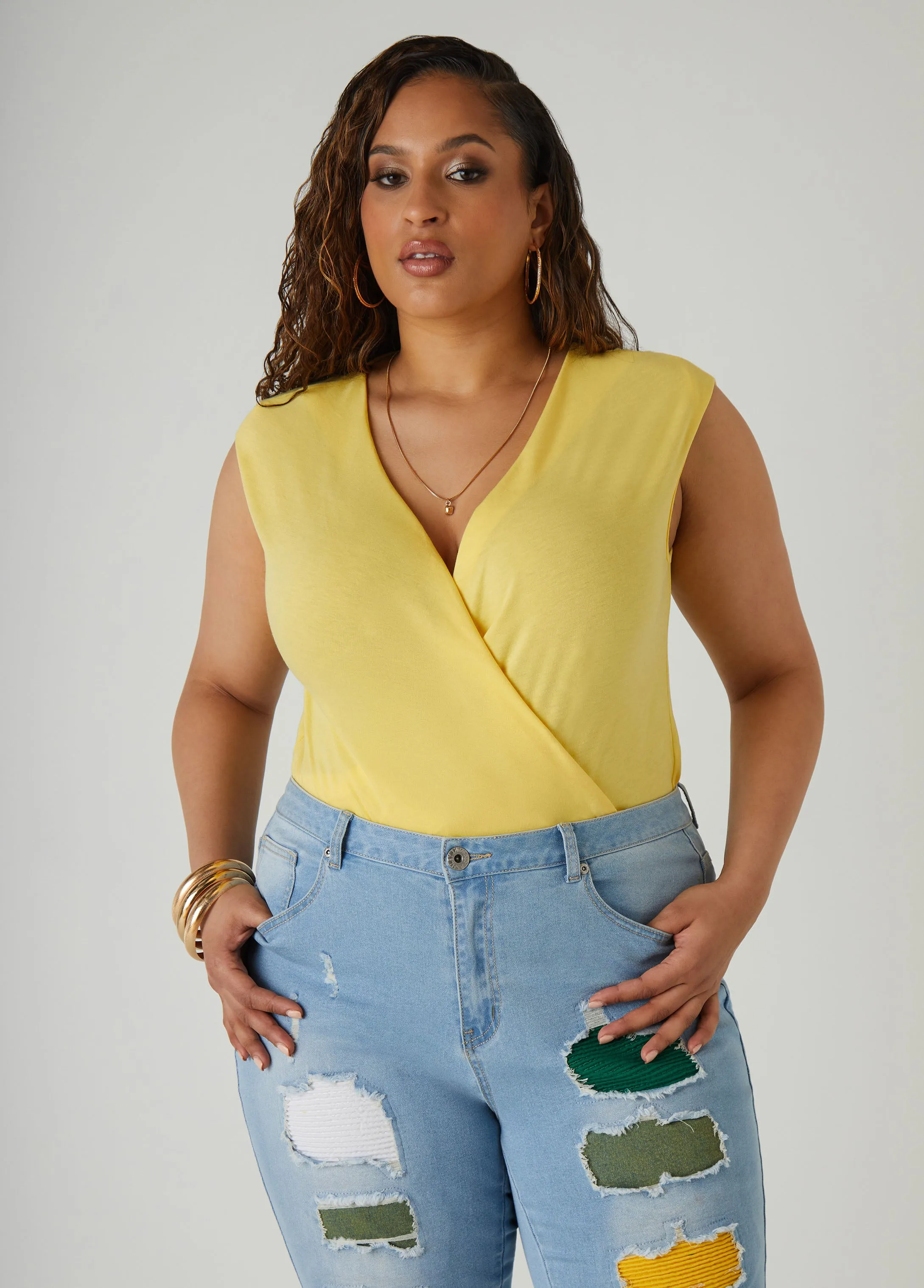 Faux Wrap Jersey Top