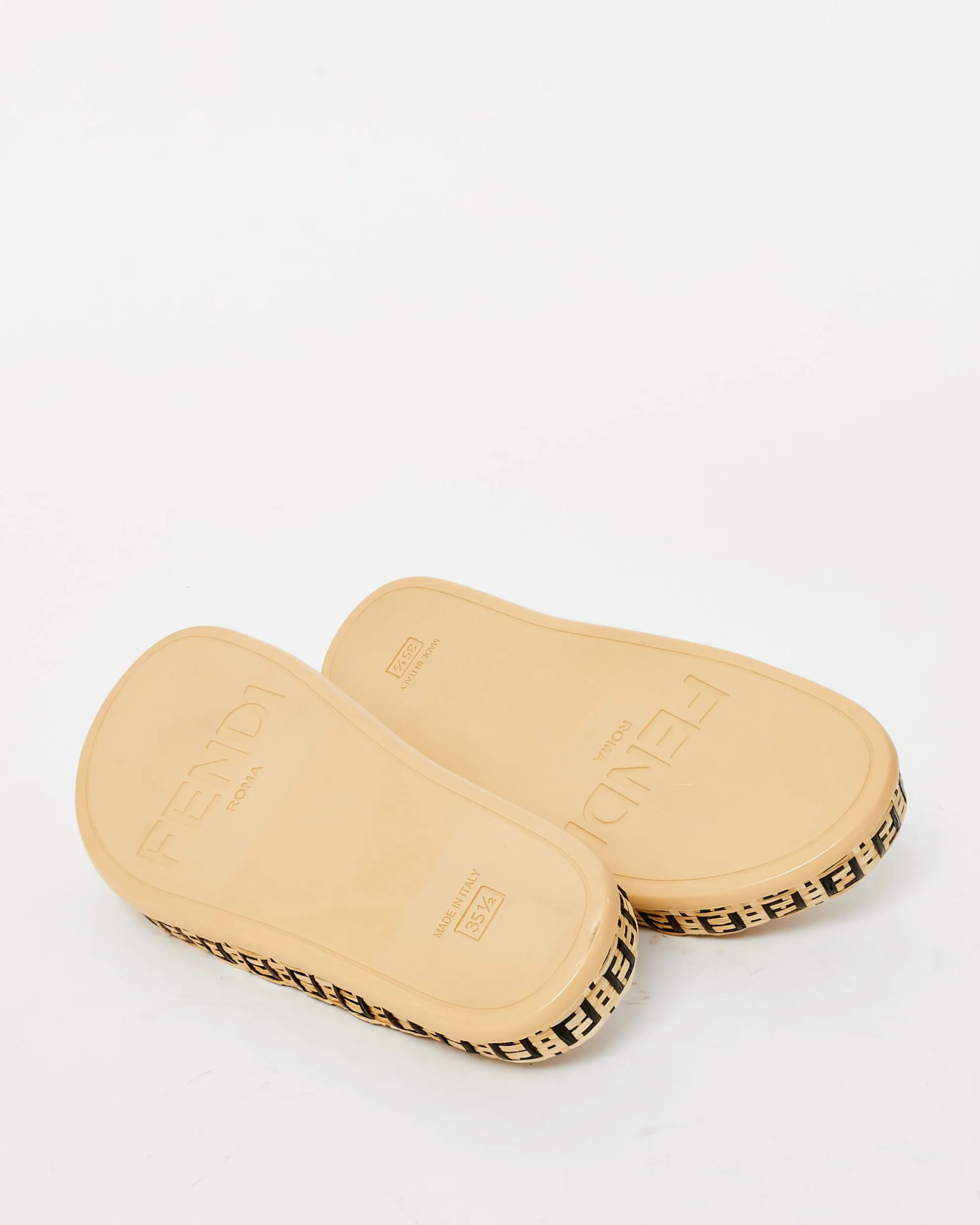 Fendi Beige Raffia Reflection Crisscross Slide Sandals - 35.5