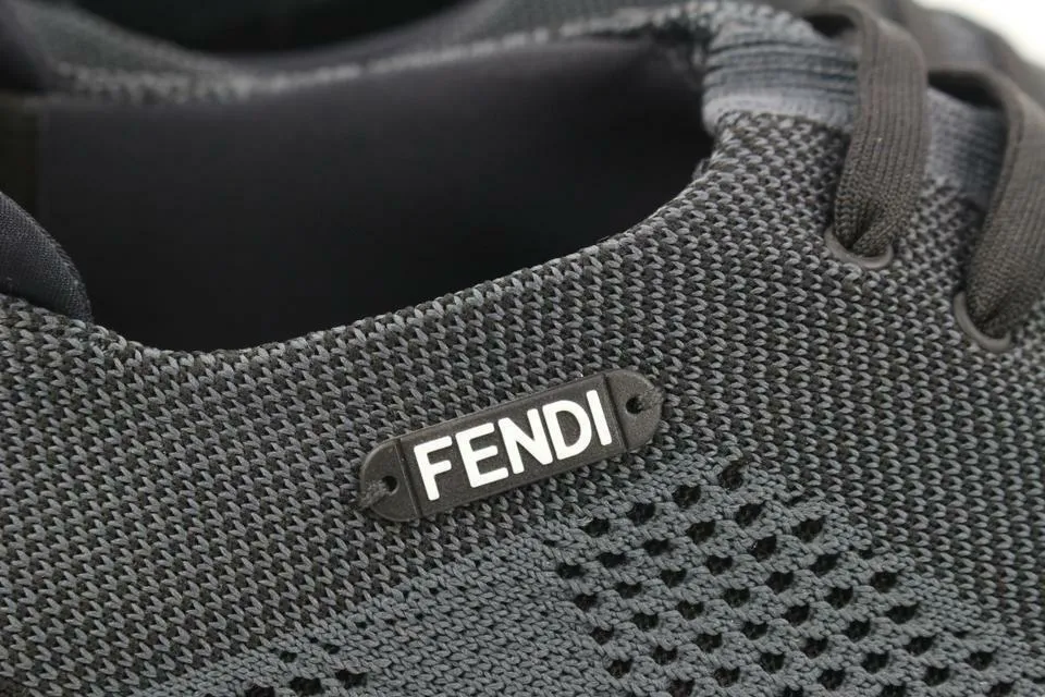 Fendi Mens 9EU Black Slip-On Logo Calfskin Mesh Low Top Sneakers 7E1234