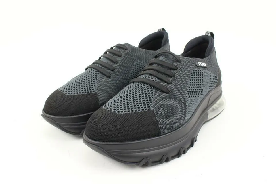 Fendi Mens 9EU Black Slip-On Logo Calfskin Mesh Low Top Sneakers 7E1234