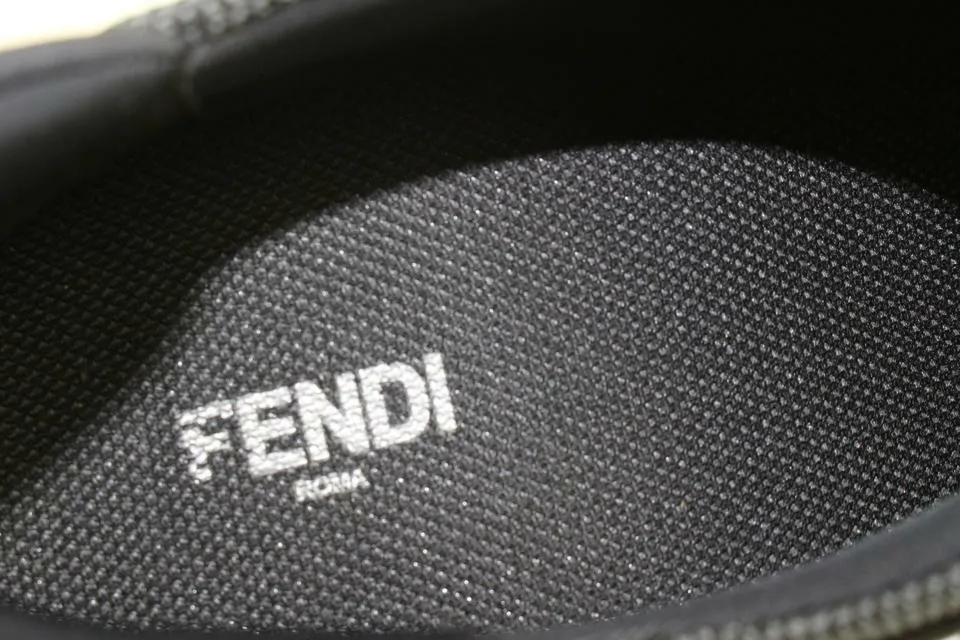 Fendi Mens 9EU Black Slip-On Logo Calfskin Mesh Low Top Sneakers 7E1234