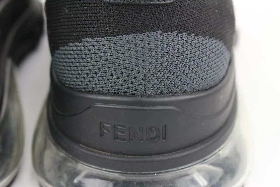 Fendi Mens 9EU Black Slip-On Logo Calfskin Mesh Low Top Sneakers 7E1234