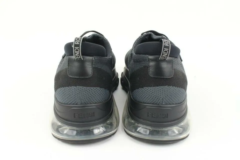 Fendi Mens 9EU Black Slip-On Logo Calfskin Mesh Low Top Sneakers 7E1234