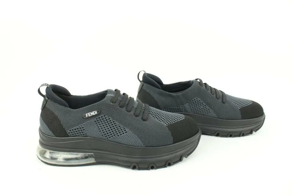Fendi Mens 9EU Black Slip-On Logo Calfskin Mesh Low Top Sneakers 7E1234
