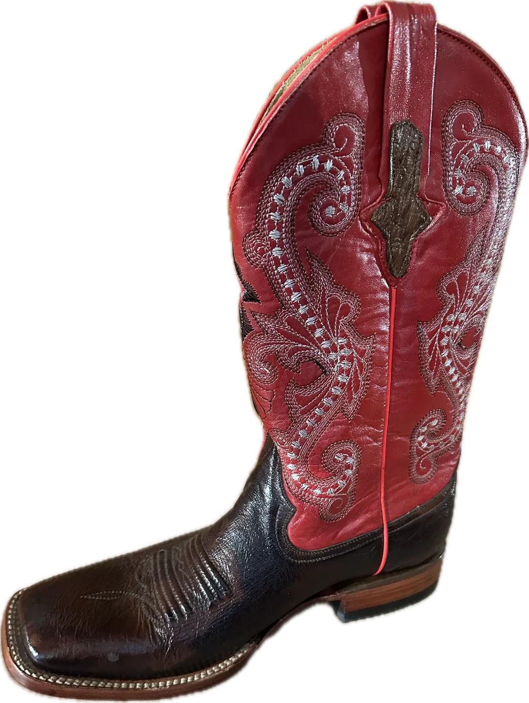 Ferrini Women's Smooth Ostrich Kango Square Toe with Red Shaft Boots