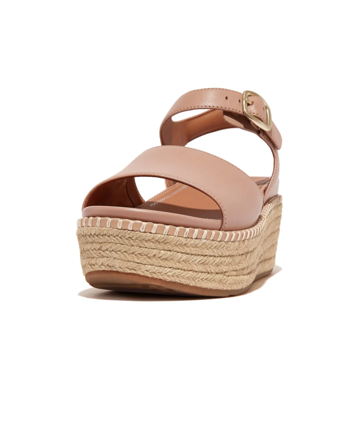 Fitflop Eloise Espadrille Leather Back Strap Wedge Sandals Beige Buff