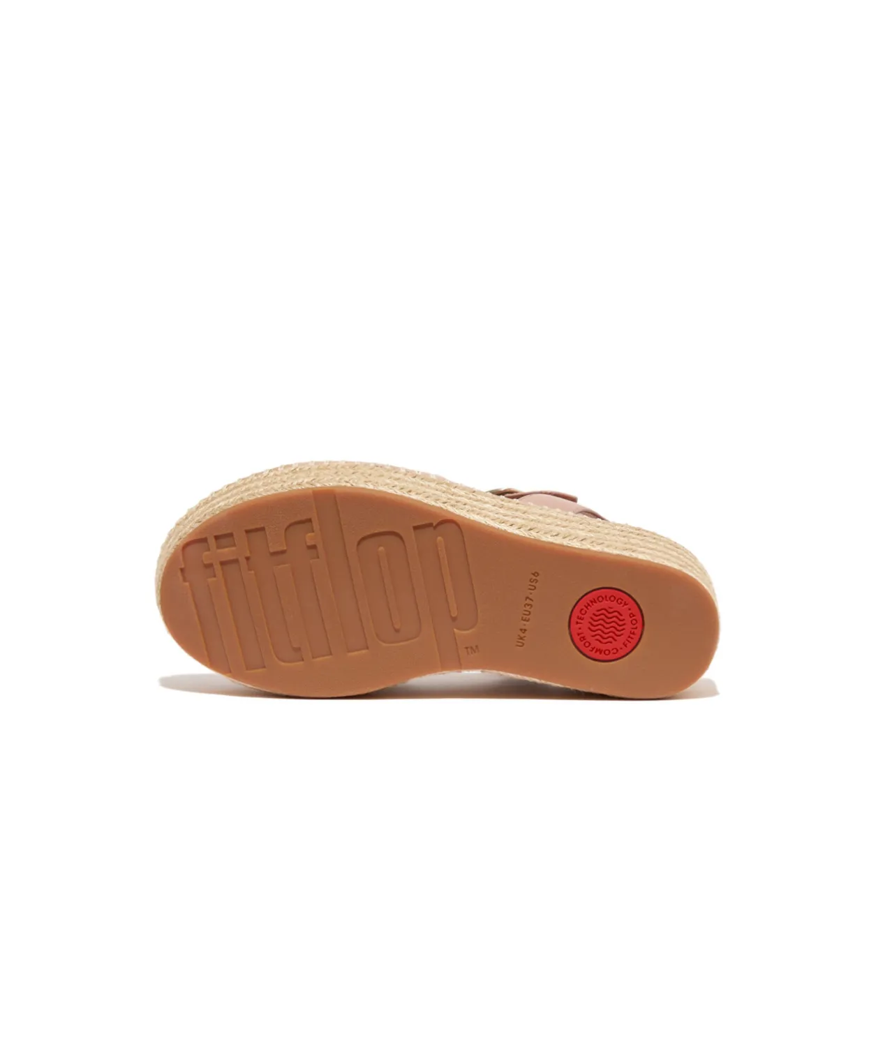 Fitflop Eloise Espadrille Leather Back Strap Wedge Sandals Beige Buff