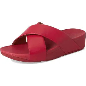 FitFlop Lulu Leather Cross Slide Sandals - Redberry