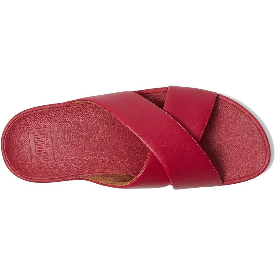 FitFlop Lulu Leather Cross Slide Sandals - Redberry