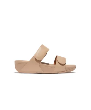 Fitflop Lulu Leather Velcro Adjustable Slide Beige