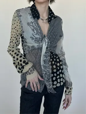 Fuzzi Sheer Wrap Blouse