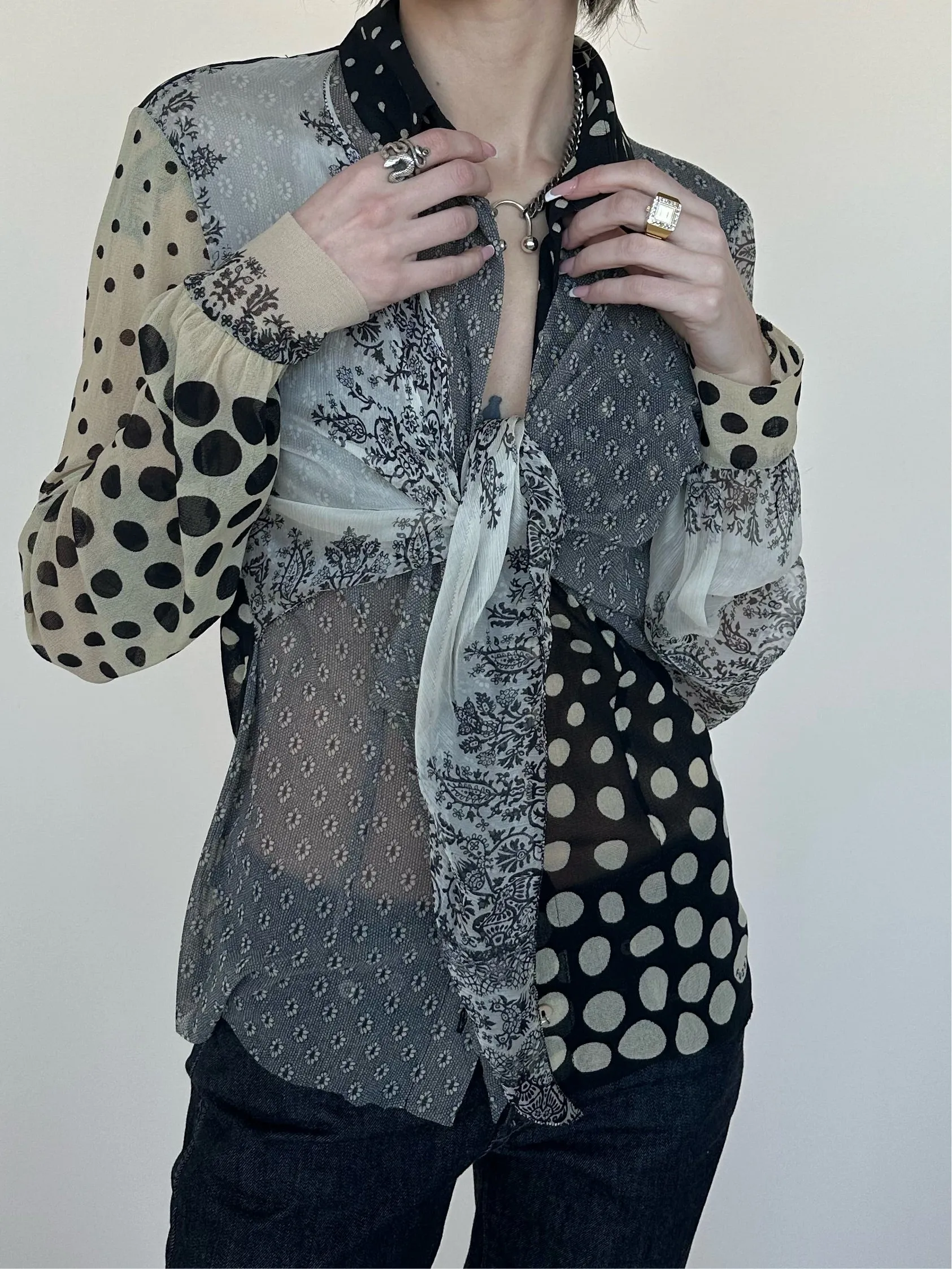 Fuzzi Sheer Wrap Blouse