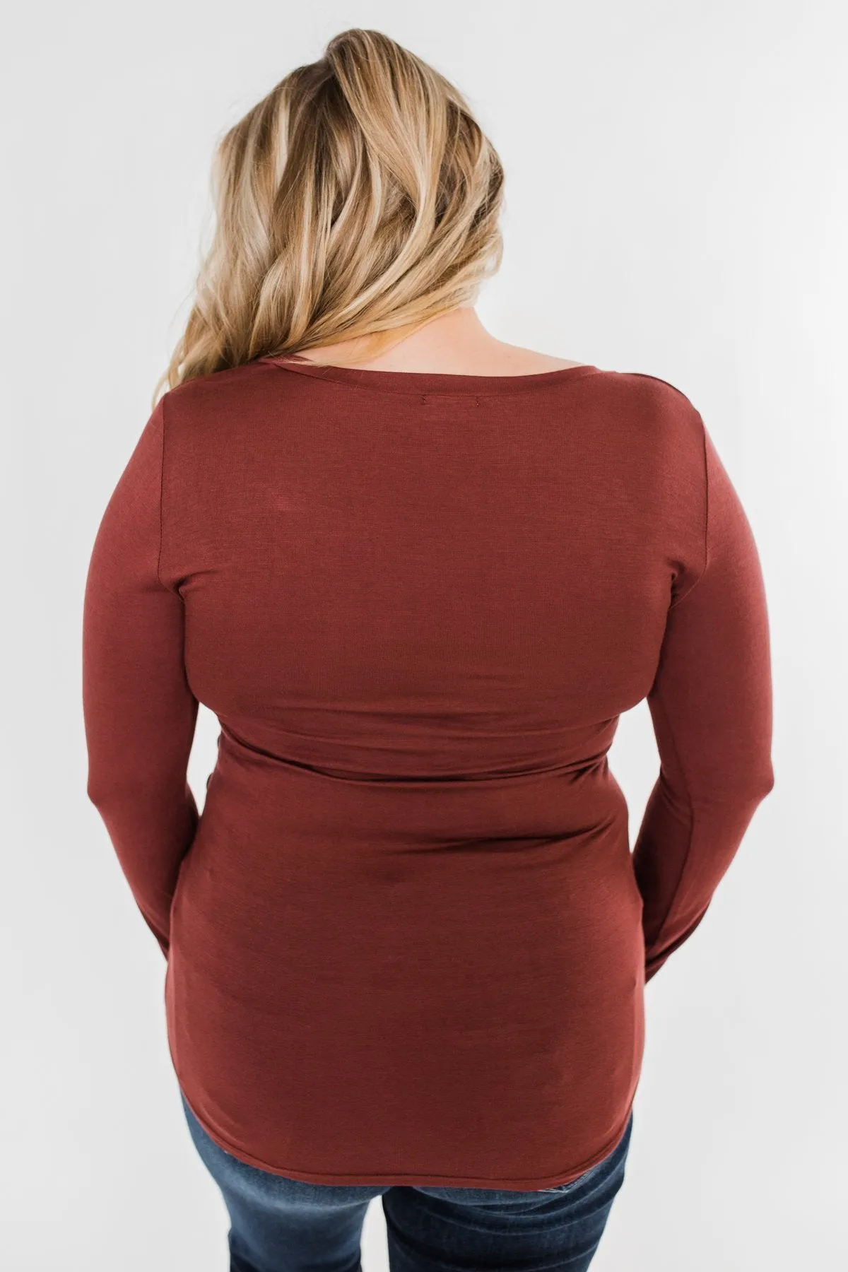 Gathering My Thoughts Wrap Top- Clay Brown