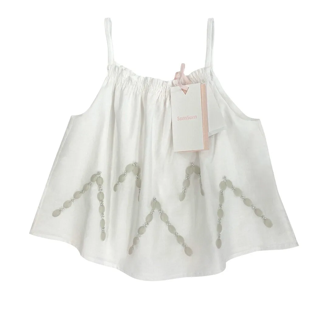 Girls Farah Embroidered Top - Cream