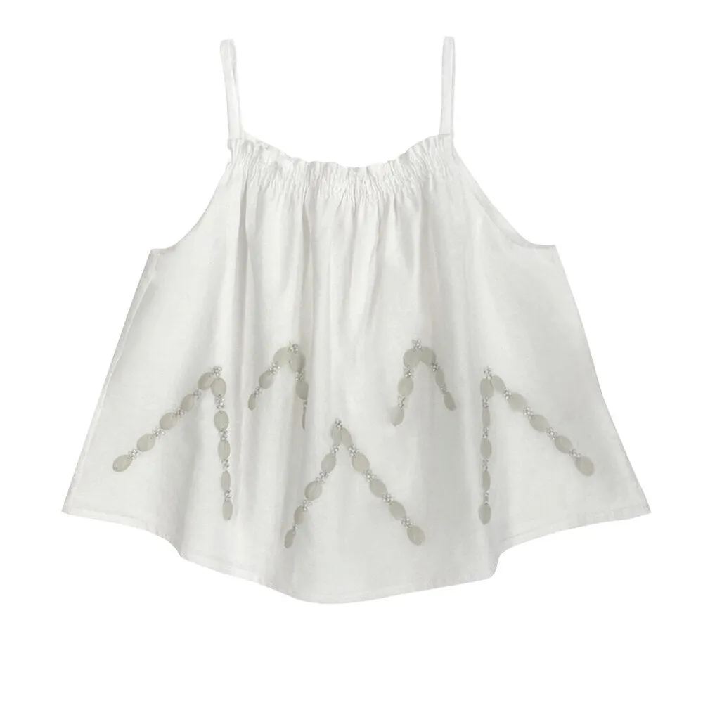 Girls Farah Embroidered Top - Cream