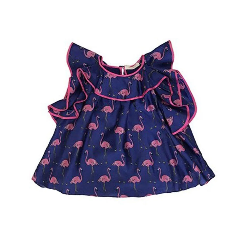 Girls Flamingo Ruffle Top