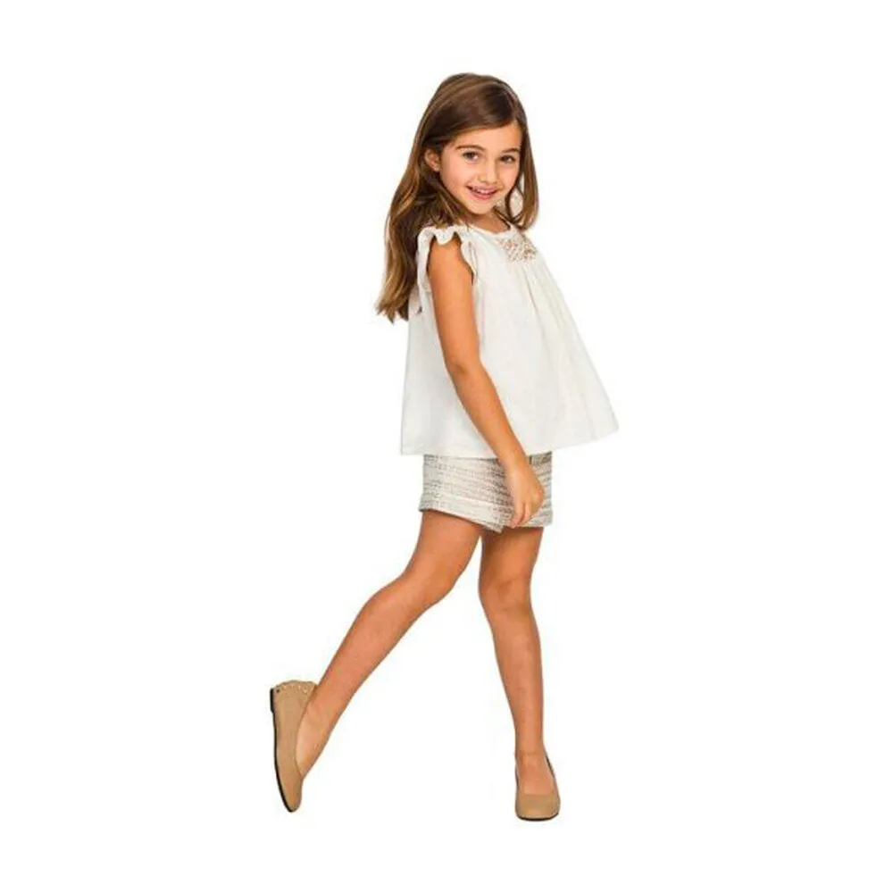 Girls Hana Smocked Top - Egret