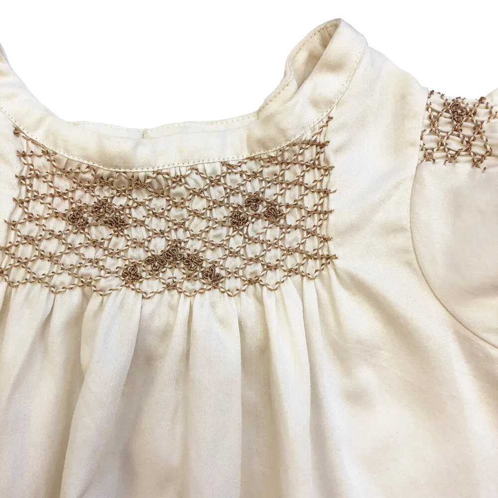 Girls Hana Smocked Top - Egret