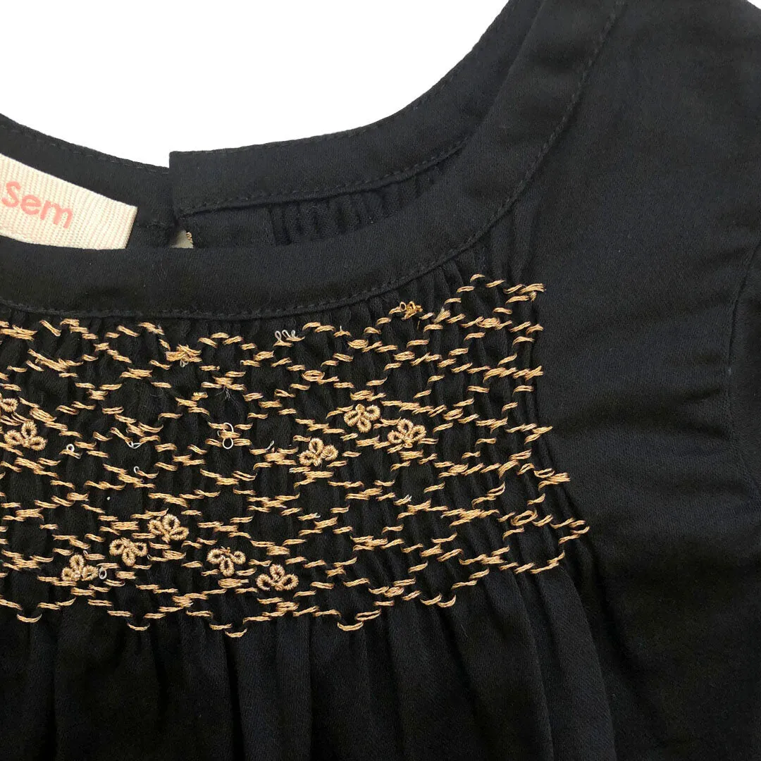 Girls Hana Smocked Top - Meteorite