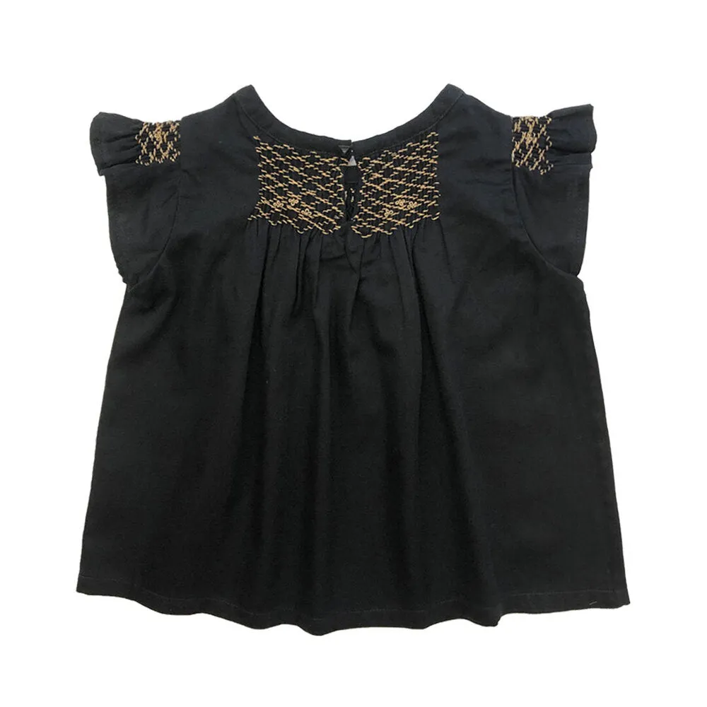 Girls Hana Smocked Top - Meteorite