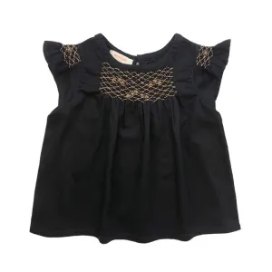 Girls Hana Smocked Top - Meteorite