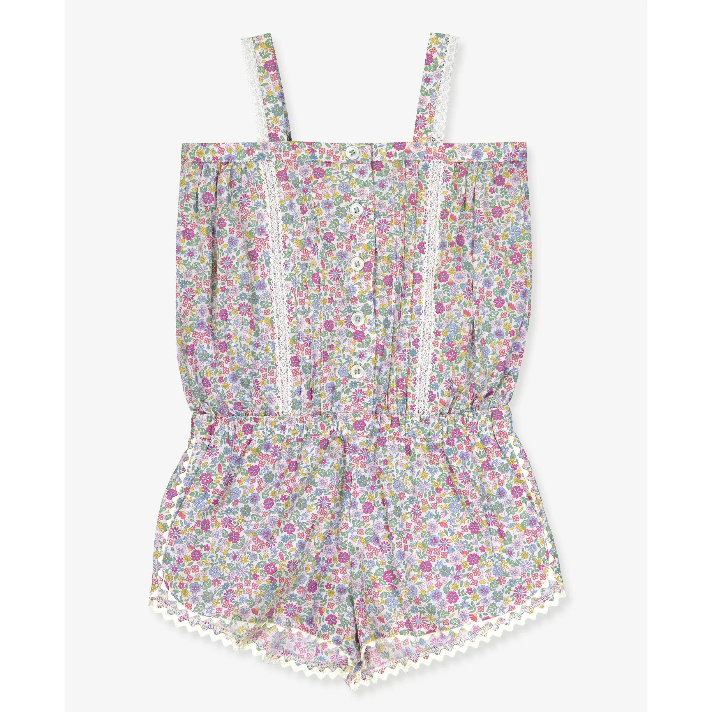 Girls Sissi Jumpsuit - Fushia Flowers Print