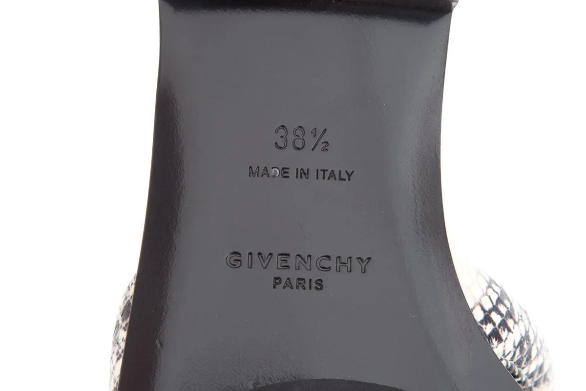 Givenchy Snake Skin Slide Logo Sandals SZ 38.5