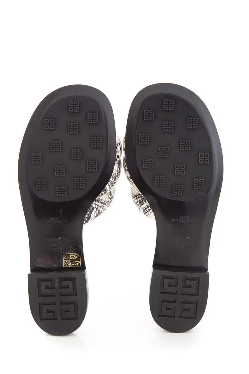 Givenchy Snake Skin Slide Logo Sandals SZ 38.5
