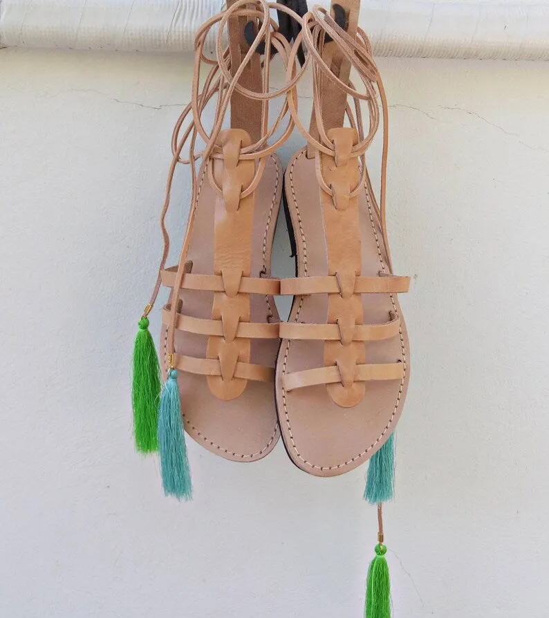Gladiator boho leather sandals