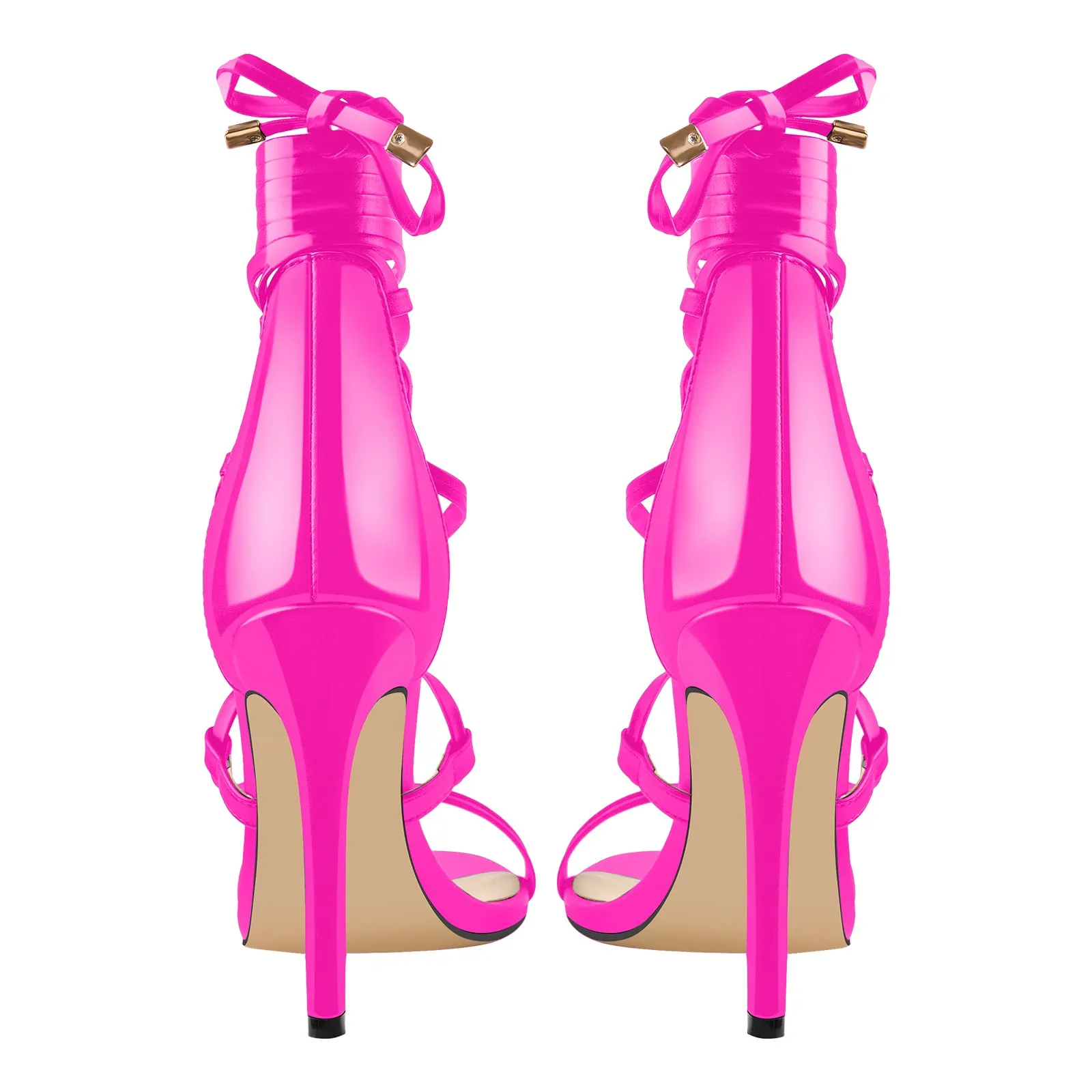 Gladiator Round Toe Lace-up Stiletto Sandals