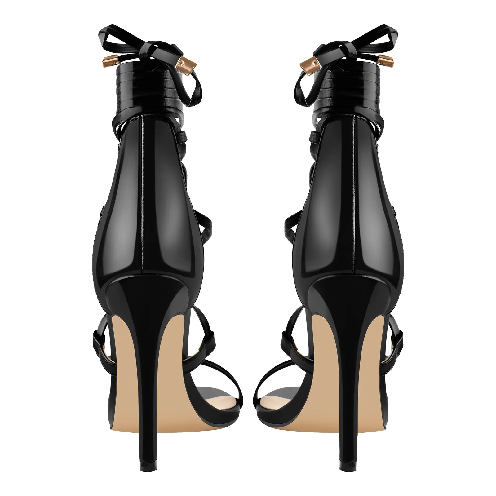 Gladiator Round Toe Lace-up Stiletto Sandals