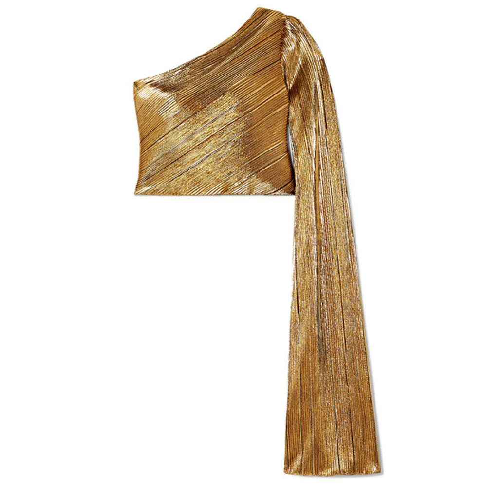 Gold Plissé Top