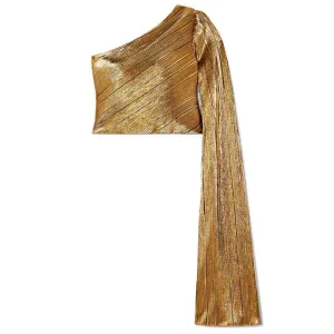 Gold Plissé Top