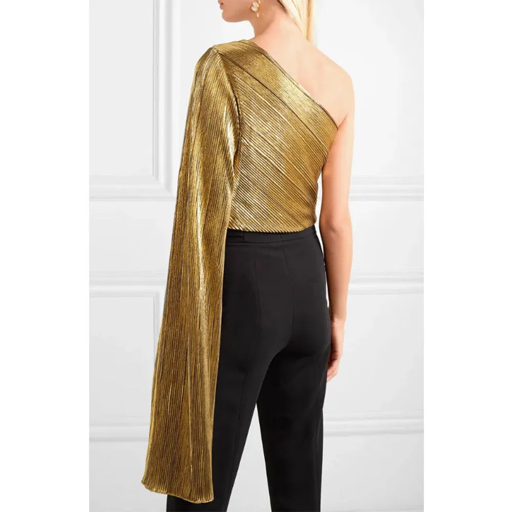 Gold Plissé Top