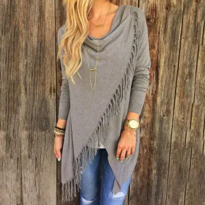 Gray - Brown Tassel Over Wrap