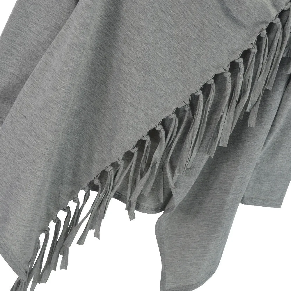 Gray - Brown Tassel Over Wrap