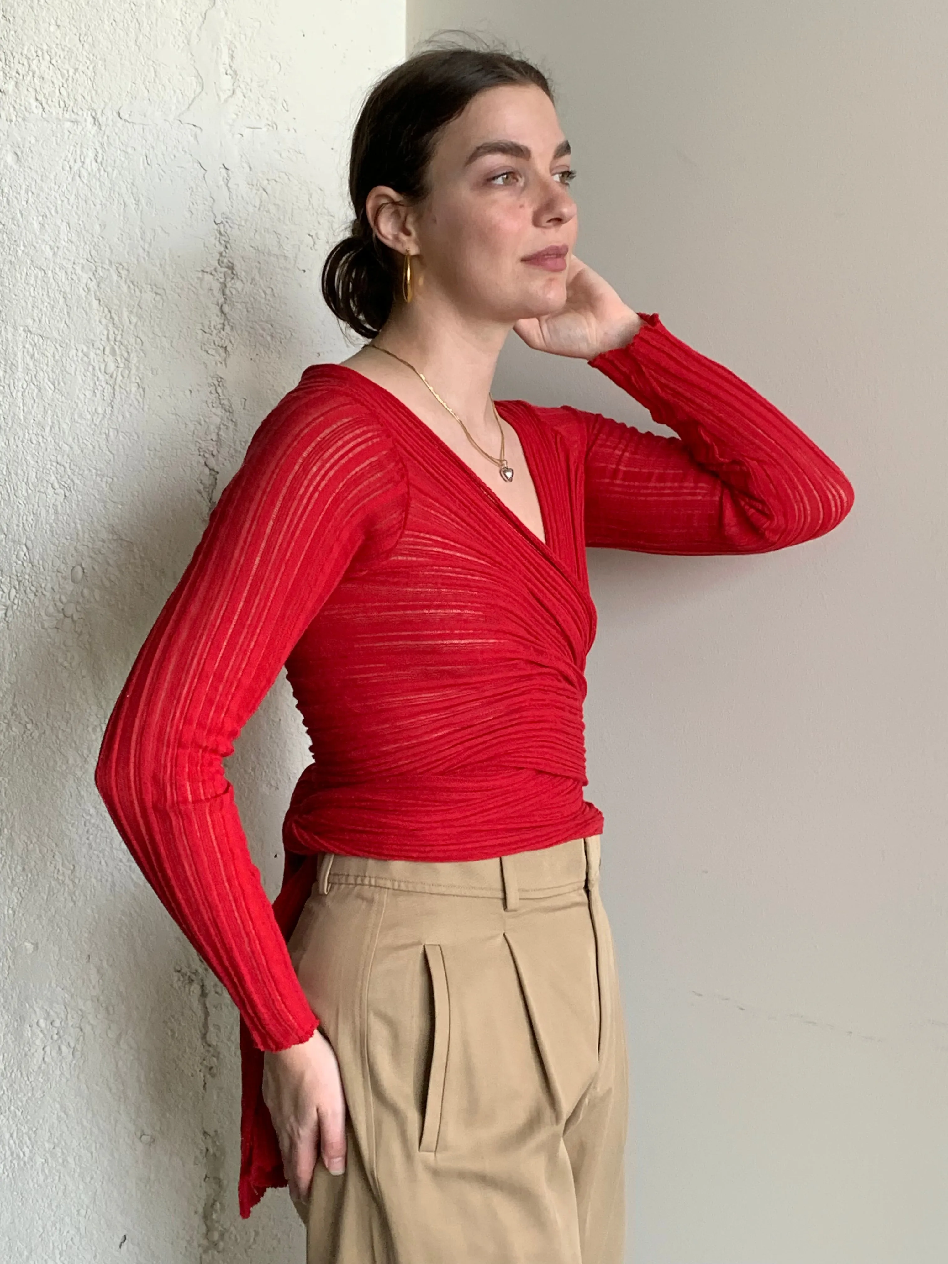 Greek cotton wrap top