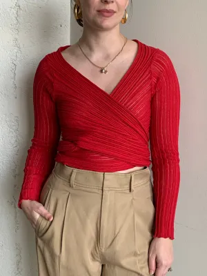 Greek cotton wrap top