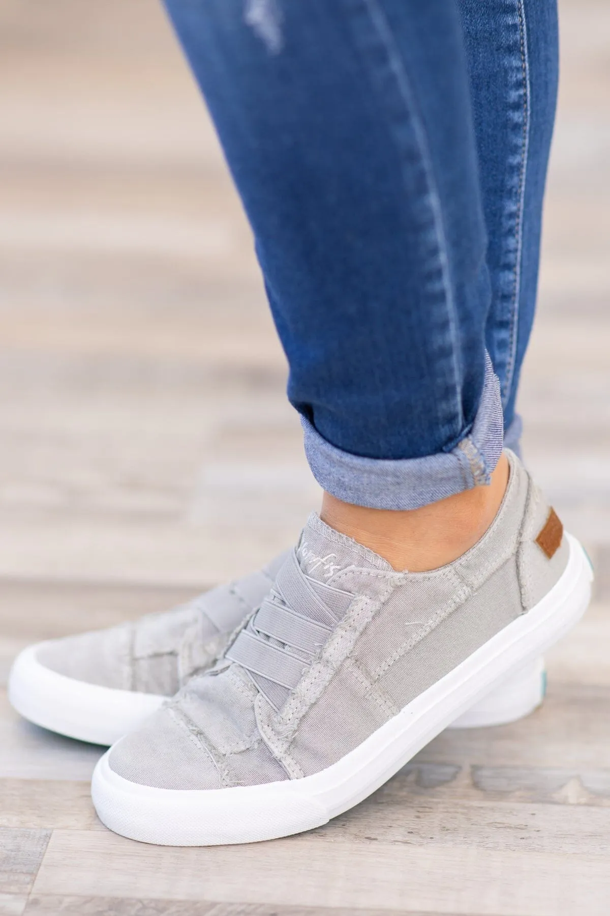 Grey and White Slip On Sneakers