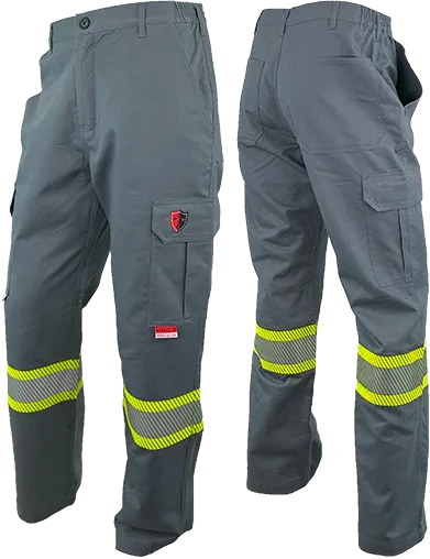 Grey FR / Arc Flash Cargo Pants w/ Hi Vis 4" Segmented Striping by Atlas Workwear - Style 4054GR