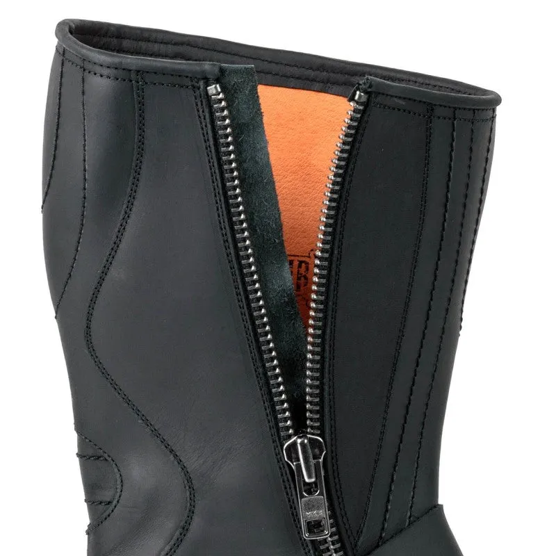 Handmade Black Leather Men's and Women's Biker Boots 1594-6