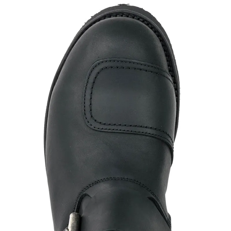 Handmade Black Leather Men's and Women's Biker Boots 1594-6