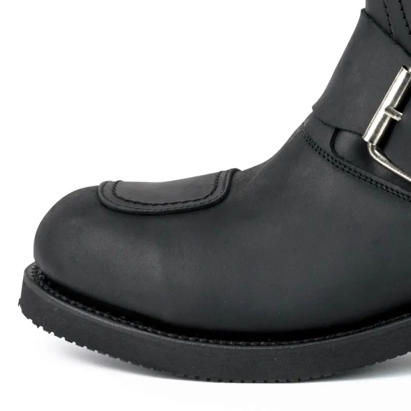 Handmade Black Leather Men's and Women's Biker Boots 1594-6