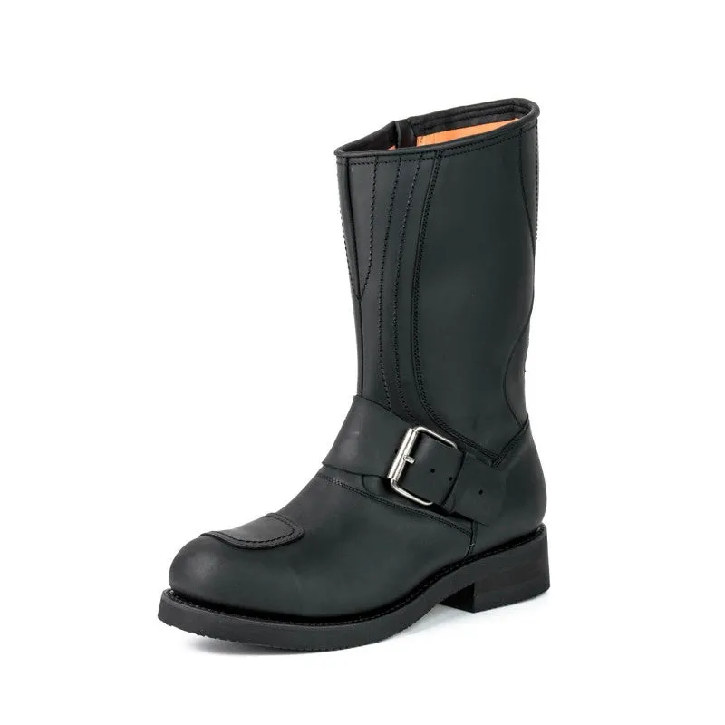 Handmade Black Leather Men's and Women's Biker Boots 1594-6