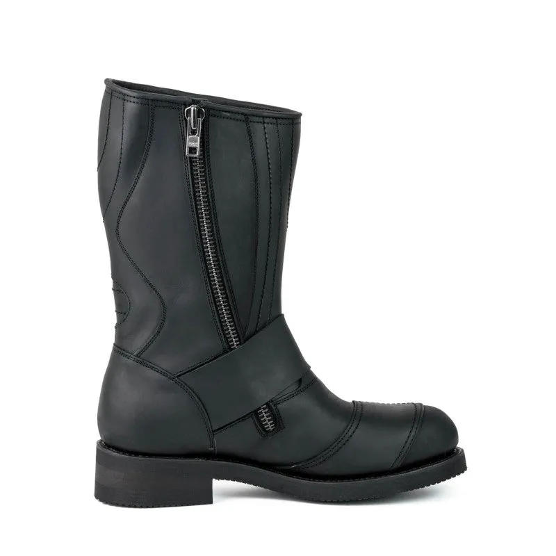 Handmade Black Leather Men's and Women's Biker Boots 1594-6