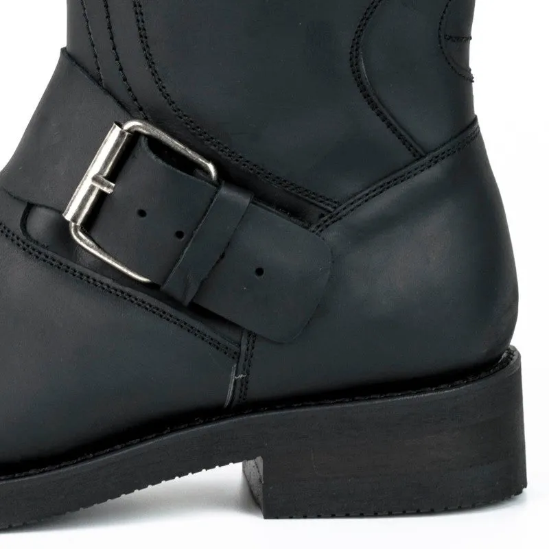 Handmade Black Leather Men's and Women's Biker Boots 1594-6