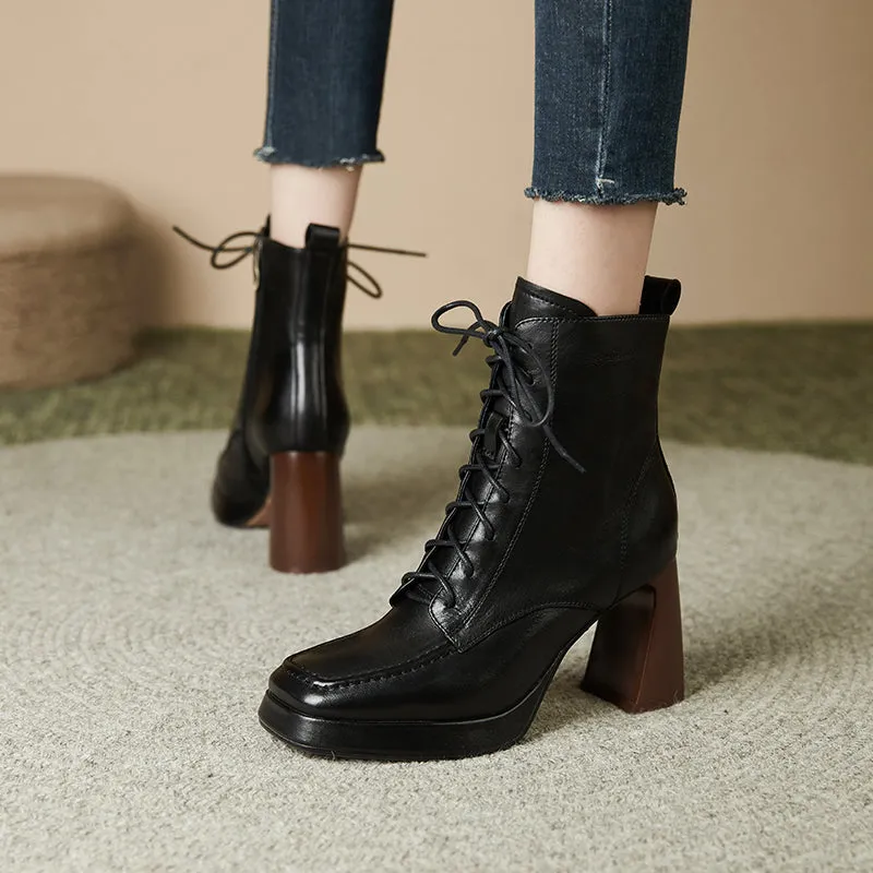 Havyn Black Square Toe Boots Womens